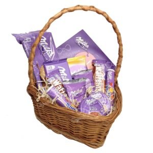 Basket with Milka chocolates