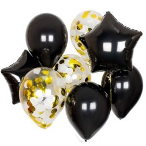 Set of black helium balloons