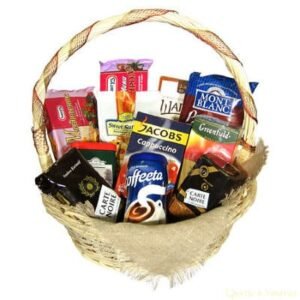 Grocery basket with coffee and tea