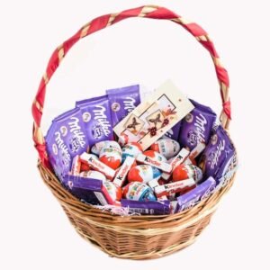 Basket with kinder and milka