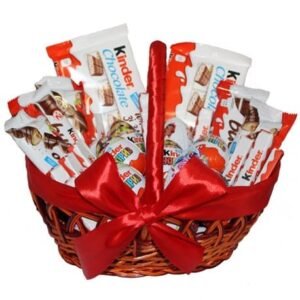 Basket with chocolates kinder