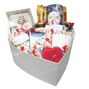 sweet box with tea in the form of heart